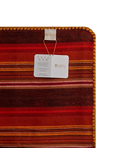 Image of QISU Alpaca Wool Blanket Throw | Large, Beautiful, Warm, Variegated | 85 x 65 inches | Ultra-Soft, Hypoallergenic and Breathable | Non-Itchy or Scratchy Fabric (Pink /Red Variegated)
