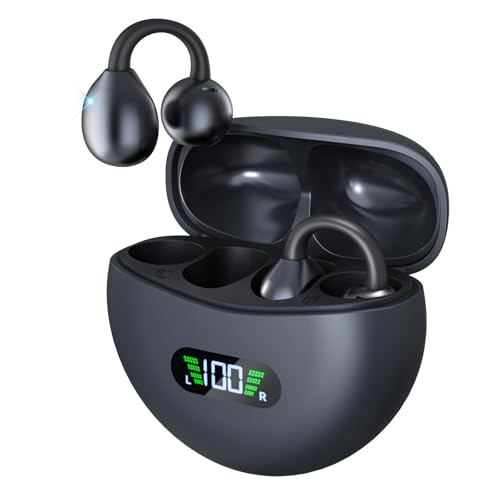 ANSTEN Open Ear Earbuds, Open Ear Clip Wireless Earbuds Bluetooth 5.4,30H Play,Open Ear Headphones,Lightweight Comfort,Sports Bone Conduction Headphones for Fitness and Running
