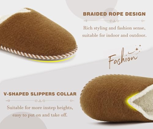 Image of KuaiLu Womens Supportive Memory Foam Slippers Felt Fuzzy Lined Heel Cushion Lightweight House Shoes for Indoor Outdoor
