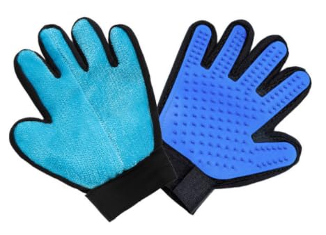 ペット 毛取りブラシ 手袋 両面設 猫毛玉除去＆家具クリーナー 静電気吸着 乾湿両用 TPRシリコン 犬猫うさぎ対応 衣類/絨毯/ソファー用 左右セット 毛取りブラシ