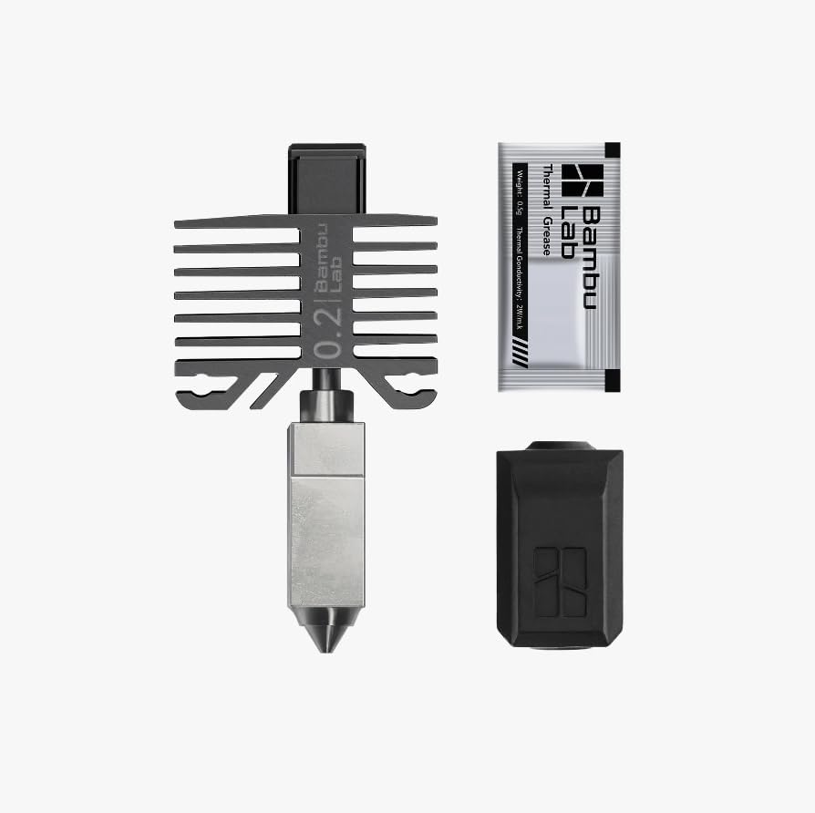 Official Bambu Lab Hotend with Nozzle - X1 Series and P1 Series Compatible with P1S P1P X1C X1 Carbon 3D Printer (.2mm Stainless Steel)