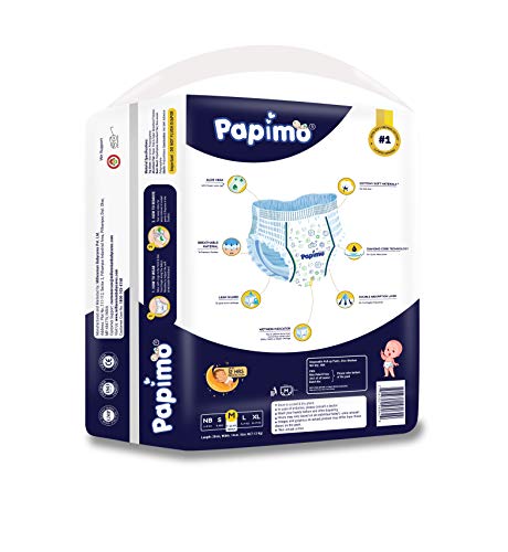 Image of Papimo Pant Style Baby Diapers with Aloe Vera (Medium, 40 Count)