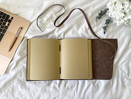Selene-Gaia-Vegan-Leather-Journal-for-Men-and-Women-Vintage-Style-Journal-Soft-Cover-Writing-Notebook-with-Kraft-Brown-Paper-Travel-Diary-Dark-Brown-8x6-Kraft-Brown-Lined-Pages