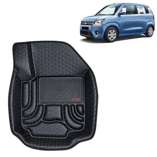 Image of OTO2EYE Car Floor Mat 4.5D Compatible for Maruti Suzuki Wagon R (2019 Onwards) All Model, 100% Waterproof Tray Shape, Set of 3 Pieces, Top Notch PVC 4.5D Foot Mats, Washable, 1 Year Warranty
