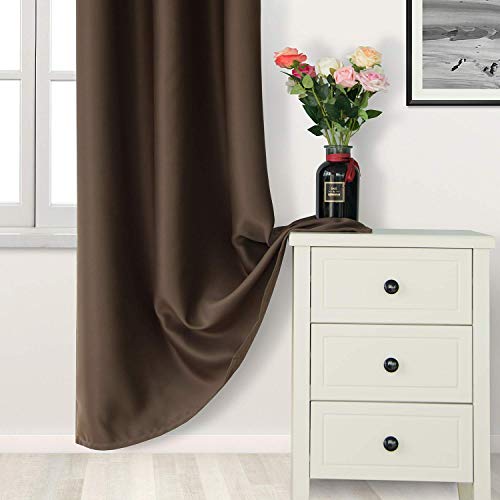Image of DWCN Blackout Curtains 60 Inch Wide for Bedroom 60 x 84 Inch 2 Panels Brown