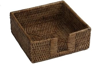 Caspari Rattan Cocktail Napkin Holder Brown,HC01