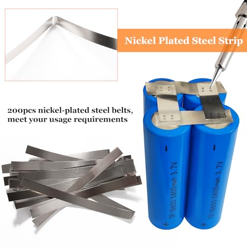 KUOQIY 200 Stücke 0.15 * 8 * 100 mm Nickel Platte Band, Nickel Streifen Band für Batterie, Nickel Streifen Löten Nickelstreifen Li-Po Akku, für 18650 Batterie Schweißen