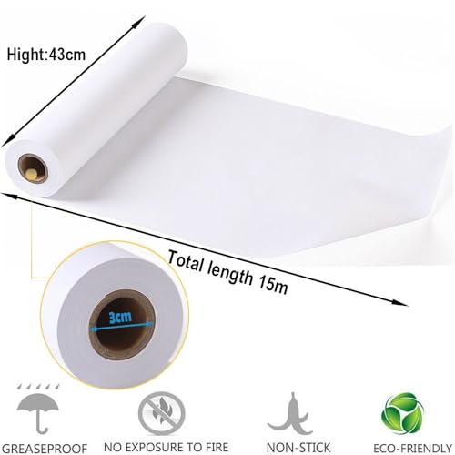 Drawing Paper Roll, 2Pcs White Arts Paper Roll, 43cm x 15m Recycled Wrapping Paper Easel Painting Sketching Paper for Toddlers Children Kids Students