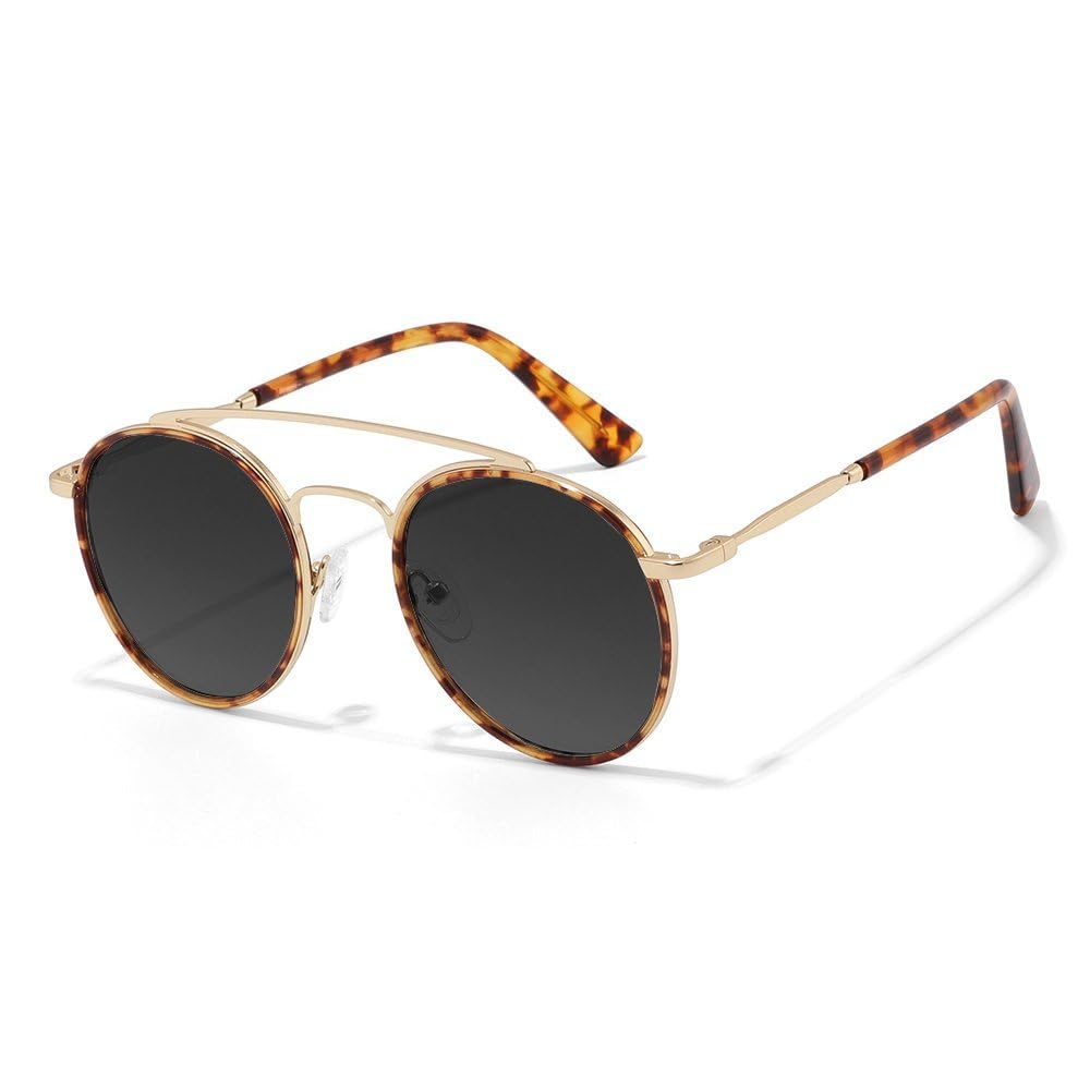 Runde Vintage-Sonnenbrille im Steampunk-Stil für Damen und Herren, polarisiert, UV-Schutz, modisch, zum Autofahren geeignet, aus Metall, trendige Brille
