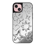 CASETiFY Magsafe 対応ミラー iPhone 15 Plus ケース [反射性 / 1.5mからの落下試験をクリア / Magsafe に対応] - Chrome Doodles - シルバー (ブラックバンパー)