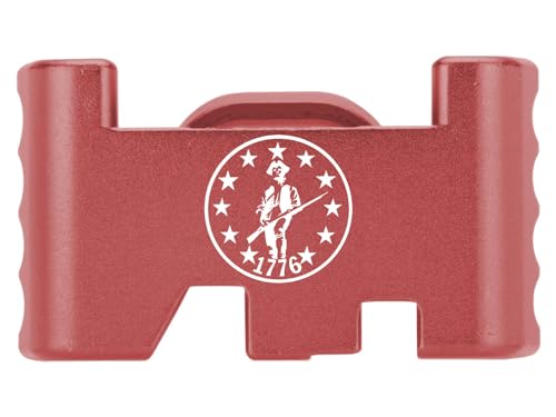 NDZ Performance Slide Racker Assist Slide Plate for Smith & Wesson Shield, Shield Plus & Shield M2.0 Plus, Laser Engraved Patriotic Images in Red - 1776 Patriot with Stars in Circle