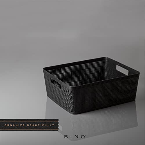 Bino | Plastic Storage Baskets With Lids, Medium - 3 Pack | The Jute Collection | Shelf Organizer Bins | Basket With Handle | Pantry Organization | Room Organization | Storage Bins | Plastic Baskets #TOP5
