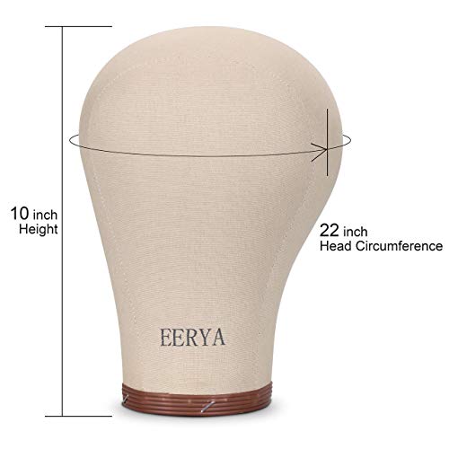 Eerya 22 Inch Cork Canvas Block Head With Mannequin Head Tripod Stand Set Wigs Display Doll Head For Wig Making Drying Styling Included Clips T-Pins Curved Needles Thread Wig Cap #TOP2