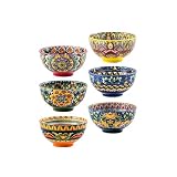 Henten Home Ceramic 5 oz Dipping Bowls, Boho Sauce Bowl Set of 6, Colorful Small Snack Bowls for Salsa, Appetizer, Decorative, Microwave & Dishwasher Safe