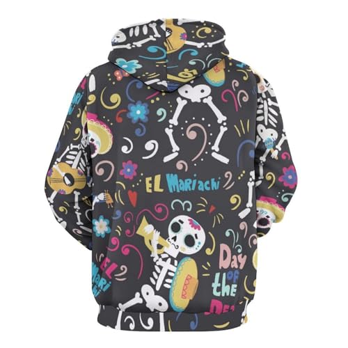 Manche longue hoody sweatshirt imprimé squelette coloré aux finitions soignées - 3