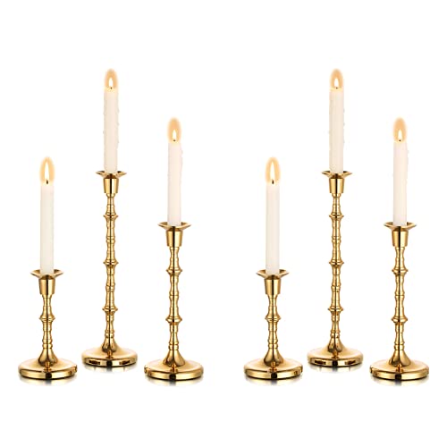 Nuptio Candle Holder Taper Candlestick Holders Gold Candle Holders For Unity Candles Metal Long Stem Candle Holders Set Of 6 Home Decorations For Living Room Bathroom Dinner Table Cafe Table #TOP22