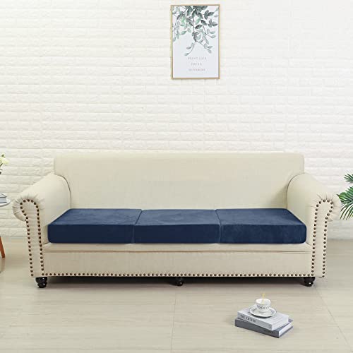 Jonuiony 2023 New Wear-Resistant Universal Sofa Cover, Stretch Velvet Separate Couch Cushion Slipcovers, L Shape Sofa Chaise Covers For Both Left/Right Sectional Couch (Navy Blue,Large Single Seat) #TOP2