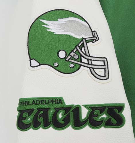 Pro Standard Mens NFL Philadelphia Eagles Old English Varsity Jacket Kelly Green/White L - Image 7