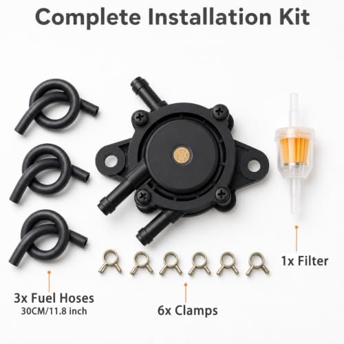 Fuel Pump with Filter and Oil Hose PBT-GF30, Compatible with Kohler 17-25HP, Briggs and Stratton for John Deere Yamaha Golf Cart Lawn Mower Cub Cadet mikuni Fuel Pump 808492 808656 by ANOWVI - Used condition - Image 3
