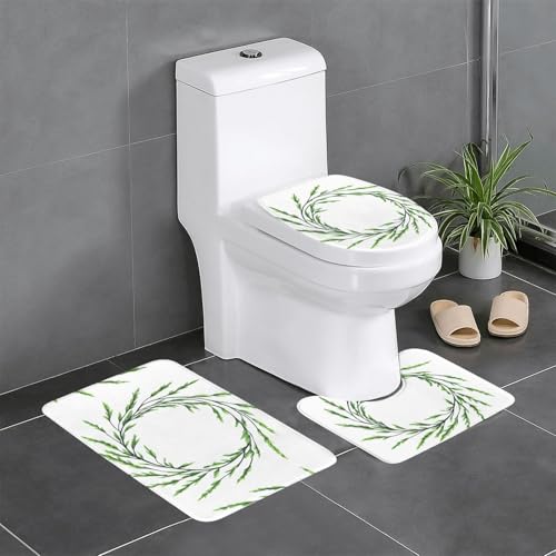 AKGFFDS Set di tre tappetini antiscivolo in flanella, 61 x 40,6 cm, rami di salice e ghirlande, stampa spessa e confortevole per bagno, cucina e WC