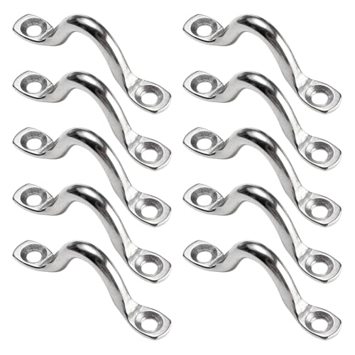 GSHLLO 10 Pcs M5 Boat Top Pad Eye Stainless Steel Deck Loop Kayak Eye Strap Boat Tie Down Anchor Point Footman Loop Tie Down Pad Eye for Canoe Rigging