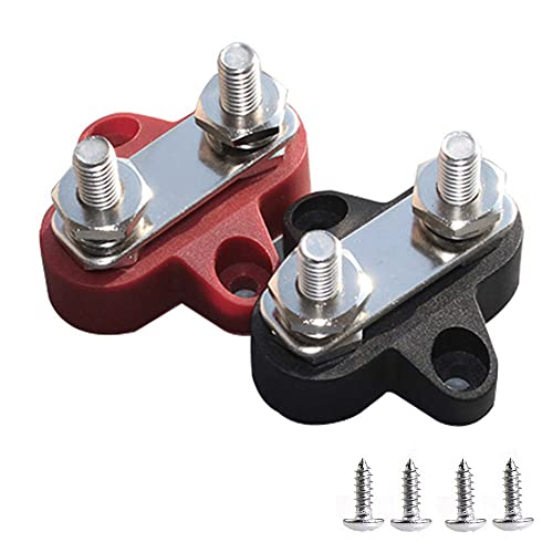 Heart Horse Bus Bar Terminal Block, Power Stud Battery Junction Post 1/4" Power Distribution Block Positive Negative for Truck RV Boat, Dual Power Stud DC 48V 300A (Red & Black Set)