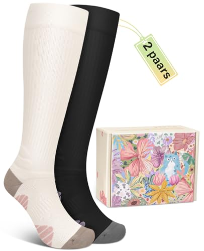 BLONGW Kompressionsstrümpfe Damen Nahtloser Sockenkopf Stützstrümpfe Elastizität Kompressionssocken Sport Thrombosestrümpfe für Fernreisen