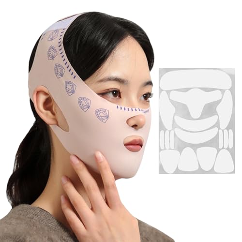 1 Pezzo Di Maschera A Forma Di Faccia E 1 Set Di Toppe Per Il Viso Antirughe, Maschera Elastica Traspirante, Maschera Per Dormire E Strumenti Per La Cura Del Viso.