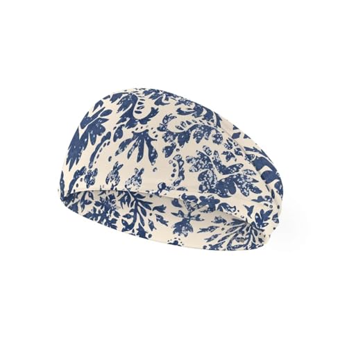 LedBack Fashion Headbands for Sports Quick Drying Elastic Hairband Children's Sports Headscarf Sweat Absorbent Headband Blue Vintage Tie Dye Kids Sweatbands for Boys Girls