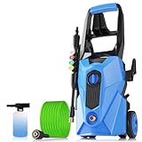 4000PSI 2.8GPM Electric Pressure Washer with 33FT Resistant Extension Pressure Washer Hose and 4 Nozzles, Compatible with Extended Undercarriage Cleaners, Professional Powerwashers for Home/Car(Blue)