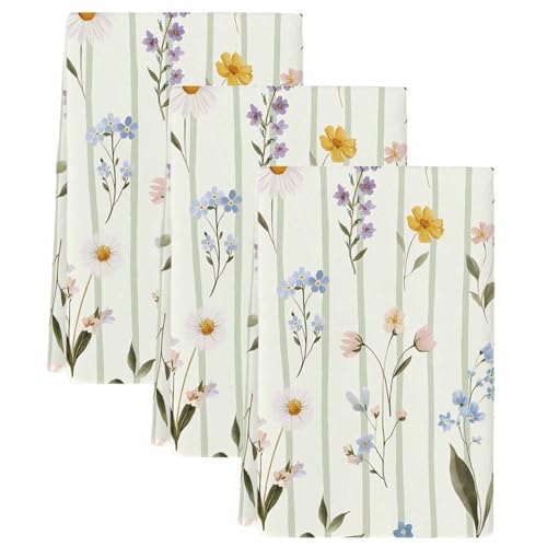Epetloutys Spring Floral Kitchen Towels Set of 3, Water Absorbent