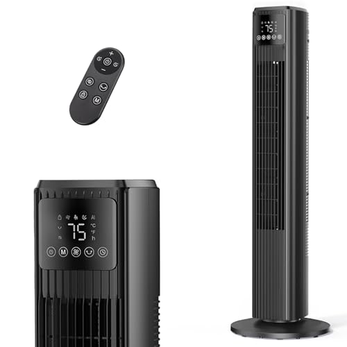 Listado de Ventilador de Torre Walmart los mejores 10. 48 92cm Ventilador de Torre de, 80° Oscilantes,Modo AI, 4 Modos, 4 Velocidades, Gran Velocidad, Con Control Táctil y Remoto, 12H Temporizador,Ventiladores Sin Aspas para Hogar y...