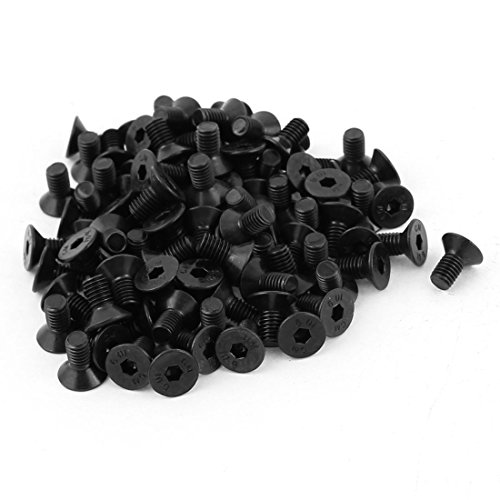 Preisvergleich Produktbild sourcing map 100Pcs Schwarz M5 x 10mm Sechskantbuchse aus Aluminiumlegierung mit flachem Kopf Senkschrauben Schrauben