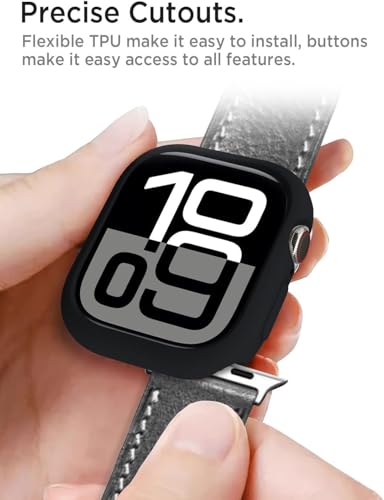 Image of OJOS Soft TPU Case Compatible for Apple Watch Series 10 46mm, Lightweight and Slim Cover All-Around Protective Case for iWatch 46mm, Black