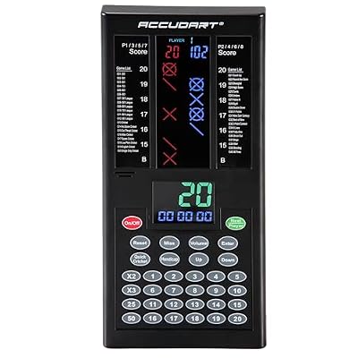 Accudart Cybermatch 2000 Electronic Dart Scorer 32 Games with 580 Variations, 5 Skill Level Computer Opponents, 8-Player X/O Cricket Scoring Display Battery Operated for Steel Tip Darts