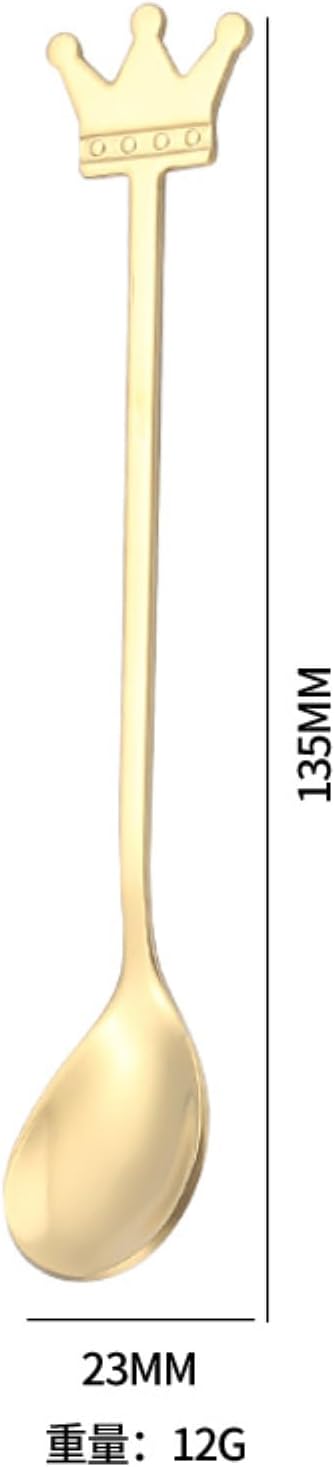 2PC- stainless steel cartoon oatmeal spoon home exquisite personality creativity-gold-13.5cm.