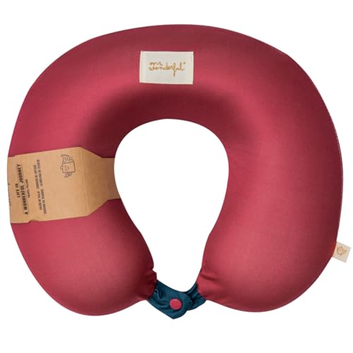 Mr. Wonderful - Cojín de Viaje - Granate - Cojín Cervical para Viajar - Realizado en poliéster