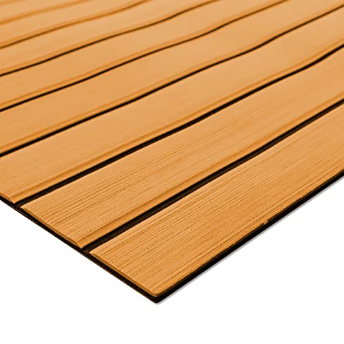 Boat Decking Eva Teak Decking Sheet, Faux Teak Decking Mat For Boat Yacht Marine Floor Carpet/Swimming Pool Floor Carpet - 94.5''X35.4'' Wear-Resistant Non-Slip And Self-Adhesive Pad Strong Glue #TOP3