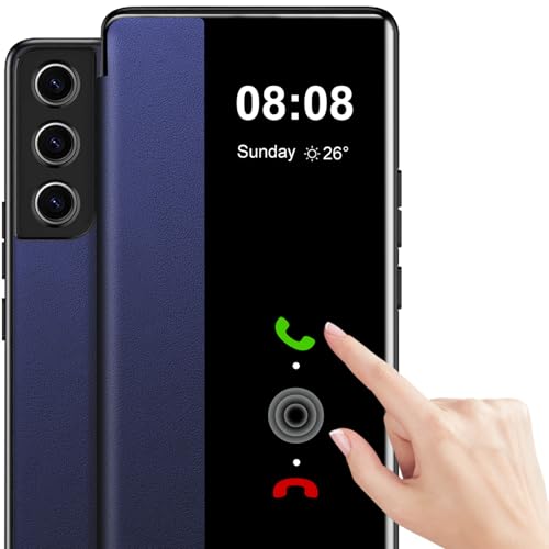Coque Samsung S21 FE Anti Rayures Étui Rabat Bleu Protection 360