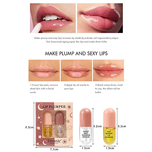 Natürlicher Lip Plumper, 2 Stück Pflanzenextrakte Plumping Lip Serum, Lip Enhancer, Lip Plumping Balm, Feuchtigkeitsspendender klarer Lipgloss für vollere Lippen und hydratisierte Beauty Lips, A