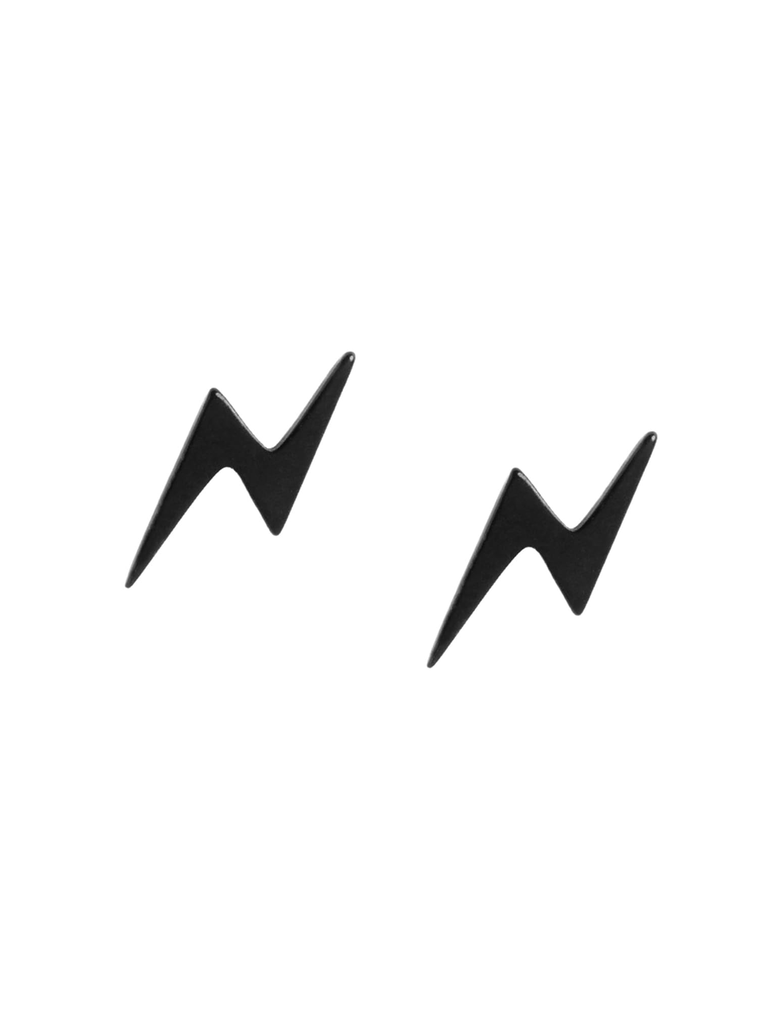 Men Black Toned Lightning Bolt Earring-image-49