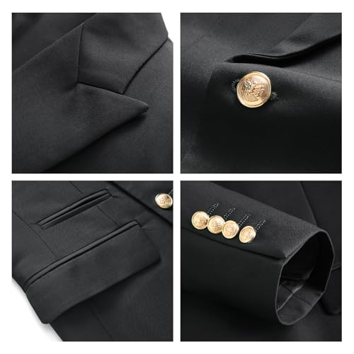 Suit for Men Solid Double Breasted 2 Piece Tuxedo Set Regular Fit Peak Lapels Jacket and Pants4