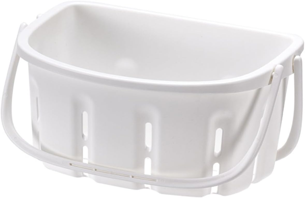 Portable Handheld Shower Basket with Ventilated Design Space-saving Toiletry Organizer for Bathroom Kitchen Dorm Office Compact White PP Storage Tote for Items