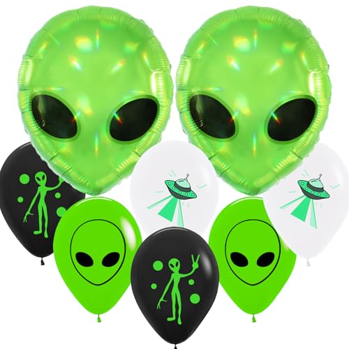 Alien Balloons Alien Birthday Decorations Aliens Party Decorations Outer Space Party Decor UFO Space Themed Party Decoration