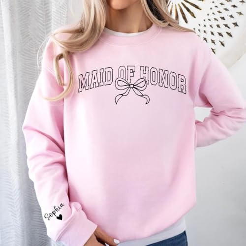 Custom Maid of Honor Sweatshirt, Matron of Honor Crewneck, Bridesmaid Hoodie, Bridal Party Sweater, Gifts for Bride3