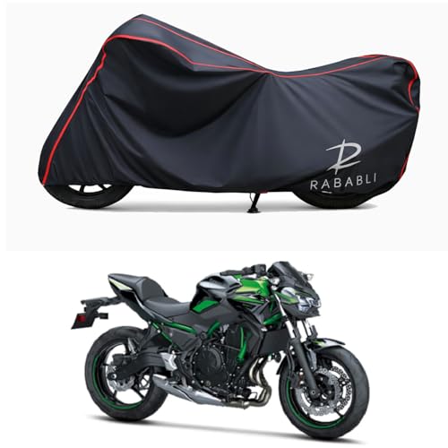 Image of Waterproof Bike Body Cover Compatible for | KawasaZ400 | Taffeta Fabric, Red Piping Design, Bottom Elastic Fit | Dustproof, Sun UV & Rain Protection for All Bikes