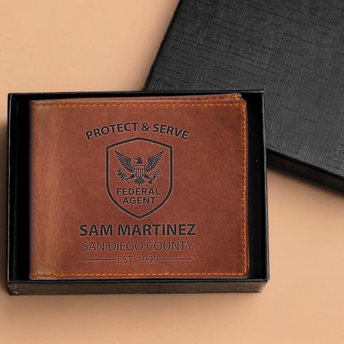 Personalized Leather Wallet for Men – Custom Police Officer Wallet with Badge Design – Law Enforcement Gift – Custom Wallet for Him - Duty or Retirement Gift Idea3