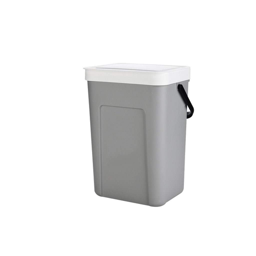 UPJAKS Cubo de Basura Hogar de pared bote de basura con tapa Clasificación creativo bote de basura for lavabo WC Cocina dormitorio Papelera Bote de Basura Baño (Color : Grey, Tamaño : L)