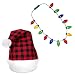 Plaid Santa Hat + LED Christmas Bulb Necklace Kit for Ugly Sweater Xmas Holiday Party