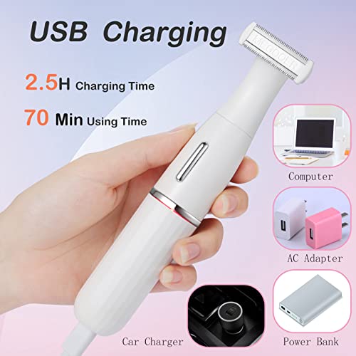 Kiyy Rasierer Damen Elektrisch, 3 in 1 Bikini-Trimmer Lady, Elektrischer für Frauen Nass und Trocken, Intimrasierer Bein Achseln Bikinizone,mit Augenbrauen Nasenhaartrimmer Kopf - Image 5